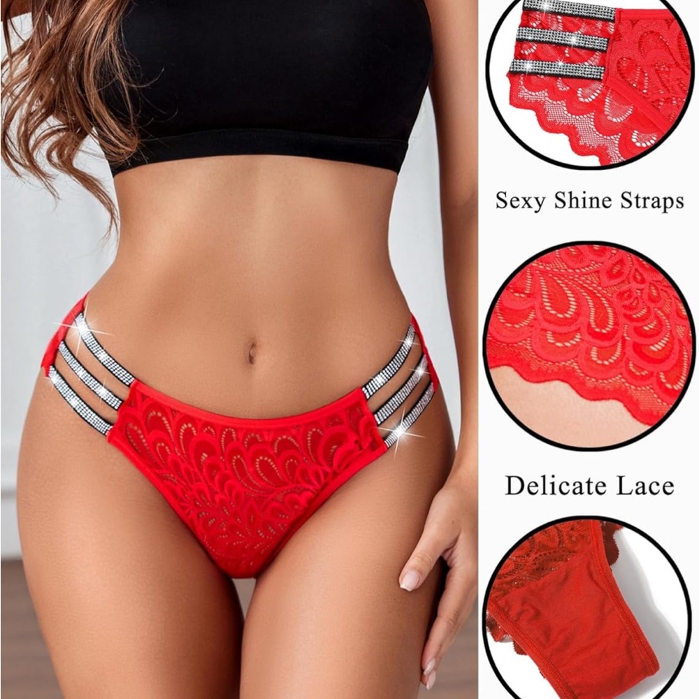 Lace glitter cheeky panty